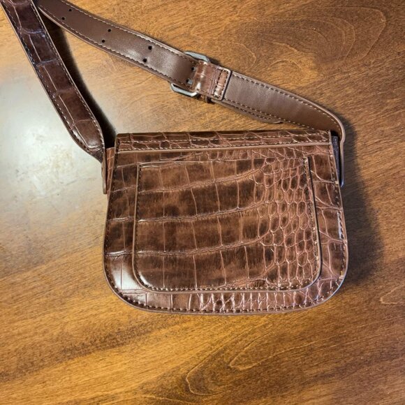 Urban Outfitters luxe saddle bag faux croc brown small - Picture 7 of 12